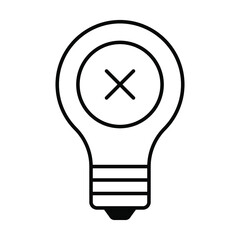 light bulb icon with cross mark, idea symbol vector