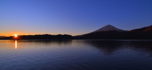 20210109河口湖からの日の出と富士山