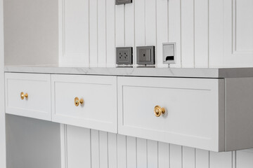 drawers and white cabinets wood in luxury house