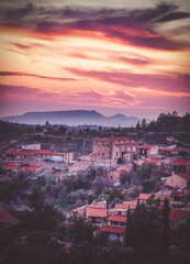 Sunset over a Mediterranean village