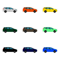 Set of side suv on white background