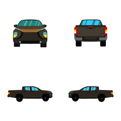 Fototapeta premium set of gray double cab pickup truck on white background