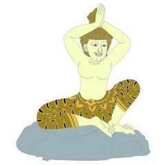 Hermit Datton or Thai Hermit exercise for
Relieve pain in knees and legs, numbness with a vector illustration.