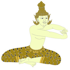 Hermit Datton or Thai Hermit exercise for
relief of bodily discomfort. with a vector illustration.