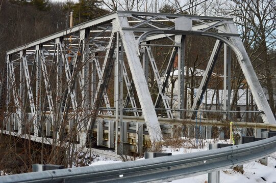 Small Steel Trestle Bridge Over River