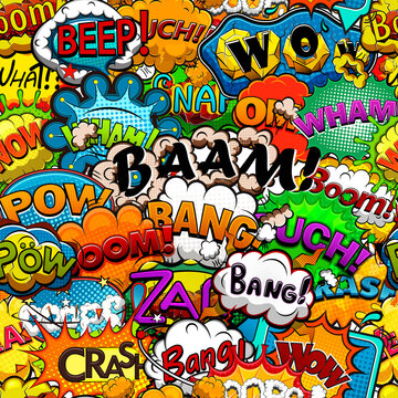 Bright comics speech bubbles background seamless pattern illustration © yayasya