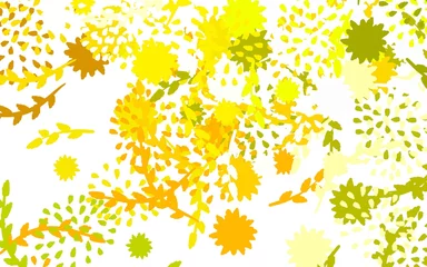 Kussenhoes Light Green, Yellow vector doodle pattern with flowers © smaria2015