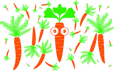 Beautifully shaped carrot with a white background in illustrator