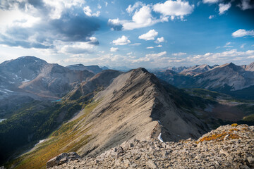 View on the mountain range from nub peak in mount assiniboine provincial park, canada