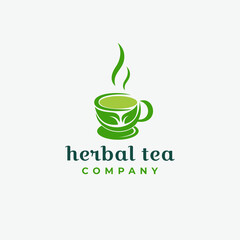 Natural Herbal Tea Logo Design Vector