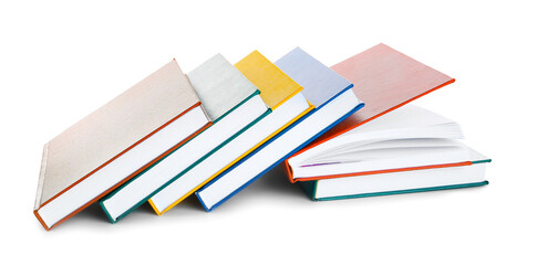 Many books on white background