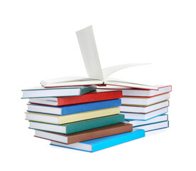 Many books on white background