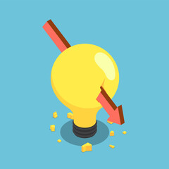 Isometric Red Arrow Piercing Light Bulb