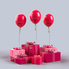 Happy Valentines Day.Be my Valentine. Celebration party with gift box decorations. Background mockup template