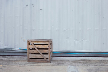 Fototapeta na wymiar Old wooden boxes on white container background