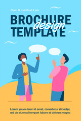 Man in mask talking with guy without mask