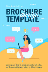 Young woman having idea and using laptop