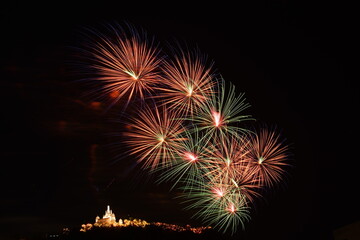 Colorful peat fire show at the annual peat fire show at Khao Wang Palace.