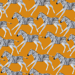 Fototapeta na wymiar African animals watercolor seamless pattern.