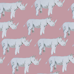 African animals watercolor seamless pattern.
