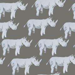 African animals watercolor seamless pattern.