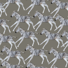 Fototapeta na wymiar African animals watercolor seamless pattern.