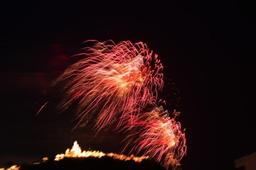 Colorful peat fire show at the annual peat fire show at Khao Wang Palace.