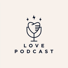 love podcast mic symbol vector logo design