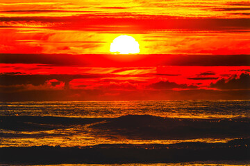 Sun Colorful Sunset Ocean Canon Beach Oregon