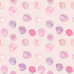 Vector watercolor circles seamless pattern.Watercolor dots Background.