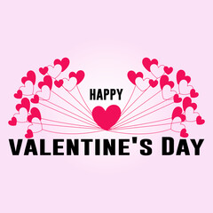 Valentine's day background with heart balloons. Vector illustration.