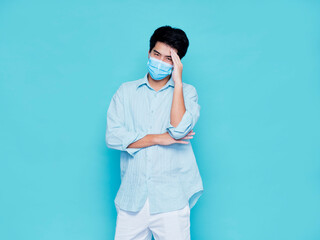 Young man with medical mask