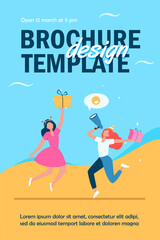 Two cheerful women celebrating and jumping with gifts