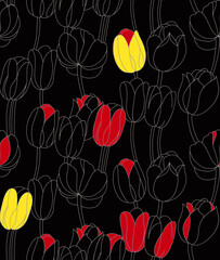 seamless pattern with red tulips