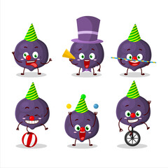 Cartoon character of fig with various circus shows