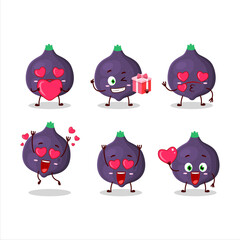 Fig cartoon character with love cute emoticon