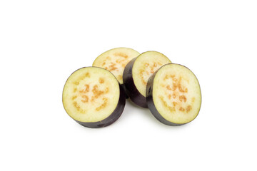Eggplant or aubergine isolated on white background with clipping path and full depth of field