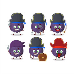 Cartoon character of fig with various pirates emoticons