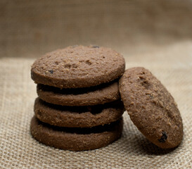 Fototapeta na wymiar Chocolate Cookies on dark background 2