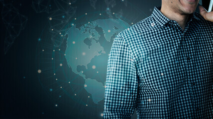 Cheerful man talking on a phone