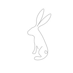 Easter bunny rabbit line drawing, vector illustration
