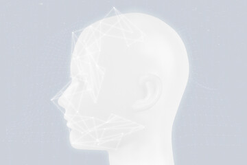 Robotic AI head with hologram network connection smart technology