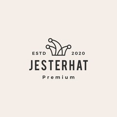jester hat hipster vintage logo vector icon illustration