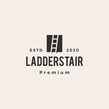 Ladder Stair Hipster Vintage Logo Vector Icon Illustration