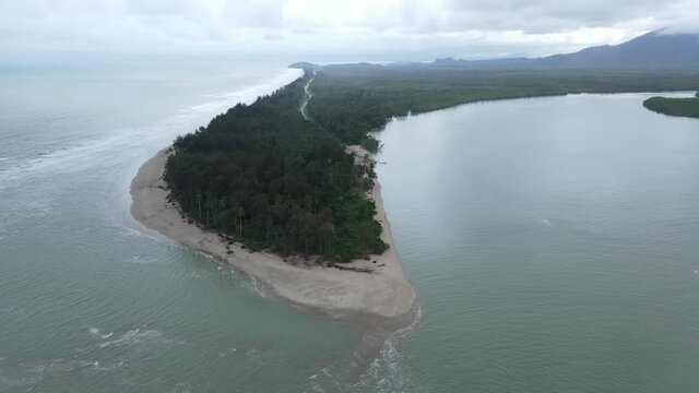 The Sematan Beach and Coastline of the most southern part of Sarawak and Borneo Island