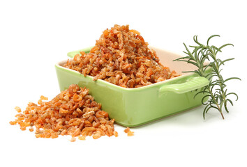 dried shrimp on white background 