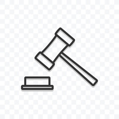 Judge gavel icon vector illustration isolated on transparent background.