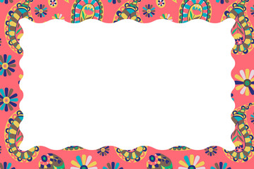 Bright pink paisley oriental pattern frame illustration