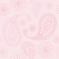 Pastel pink paisley seamless pattern background illustration