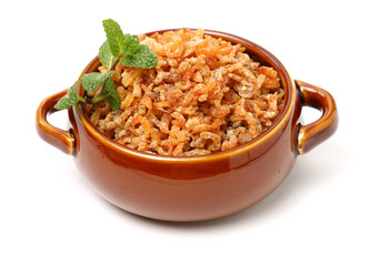 dried shrimp on white background 